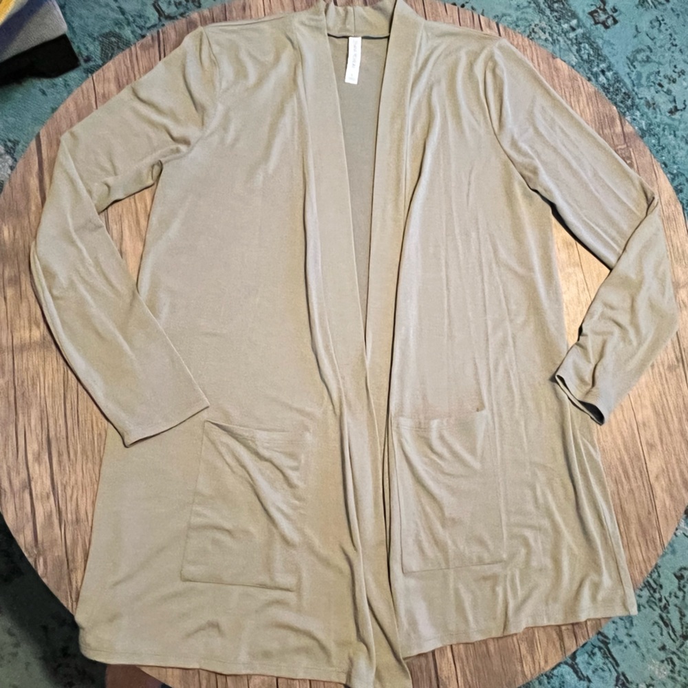 Sage long sleeve open cardi with pockets